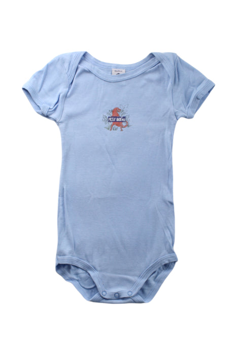 A Blue Short Sleeve Bodysuits from Petit Bateau in size 12-18M for neutral. (Front View)