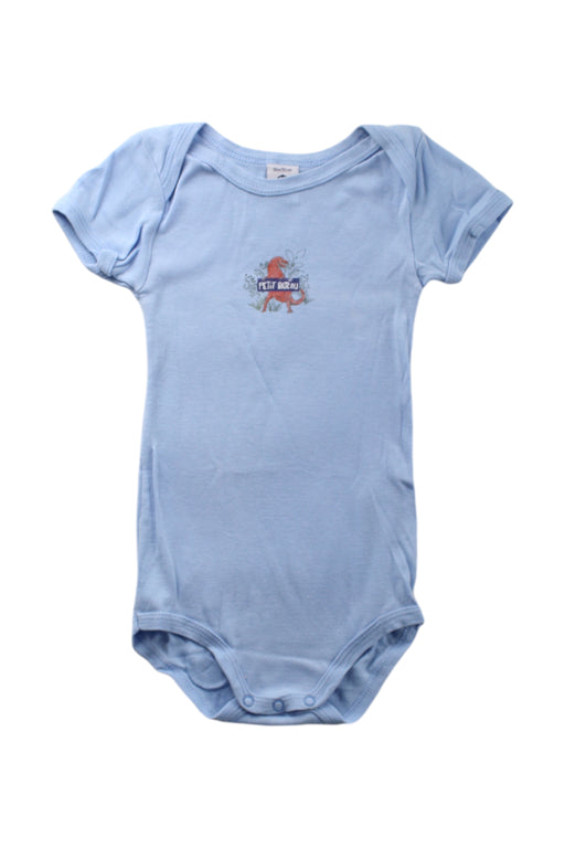 A Blue Short Sleeve Bodysuits from Petit Bateau in size 12-18M for neutral. (Front View)