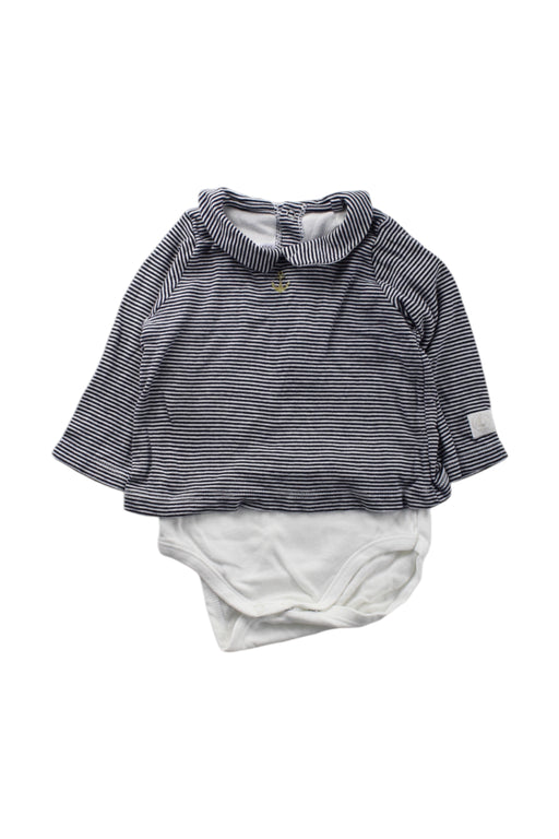 A Navy Long Sleeve Bodysuits from Petit Bateau in size 3-6M for neutral. (Front View)
