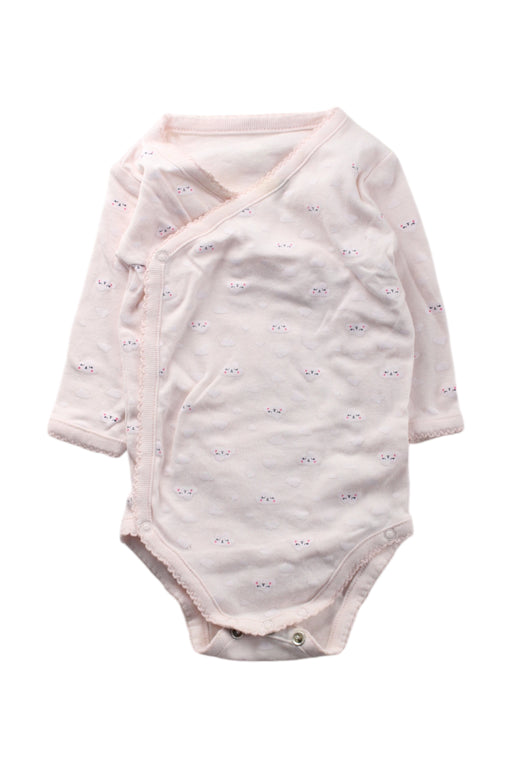 A Pink Long Sleeve Bodysuits from Bout'Chou in size 3-6M for neutral. (Front View)