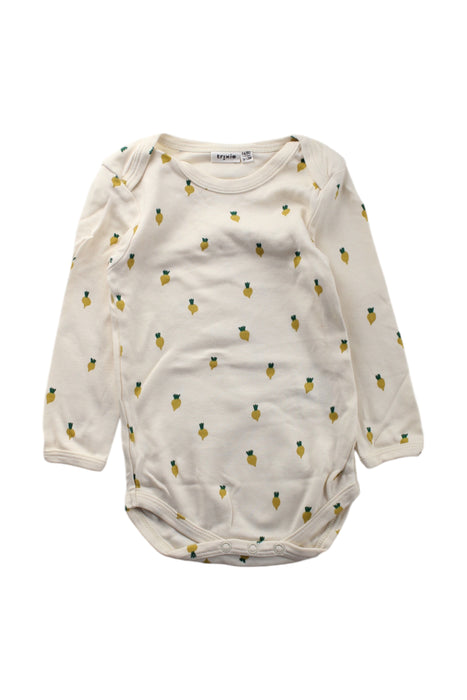 A White Long Sleeve Bodysuits from Trixie in size 6-12M for neutral. (Front View)