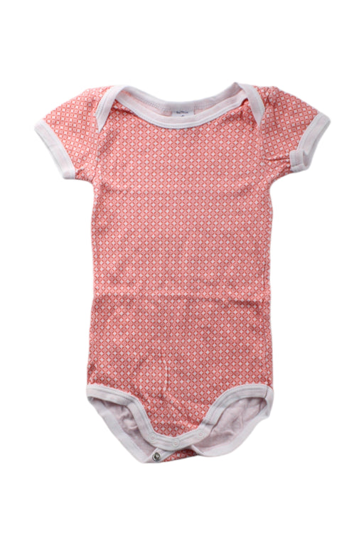 A Pink Short Sleeve Bodysuits from Petit Bateau in size 6-12M for neutral. (Front View)