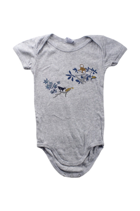 A Grey Short Sleeve Bodysuits from Petit Bateau in size 6-12M for neutral. (Front View)