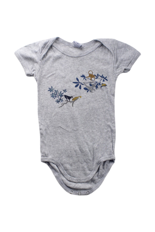 A Grey Short Sleeve Bodysuits from Petit Bateau in size 6-12M for neutral. (Front View)
