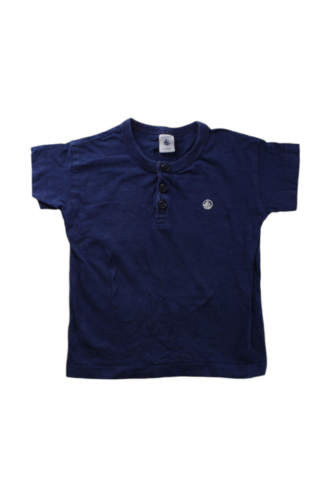 A Navy Short Sleeve Polos from Petit Bateau in size 4T for neutral. (Front View)
