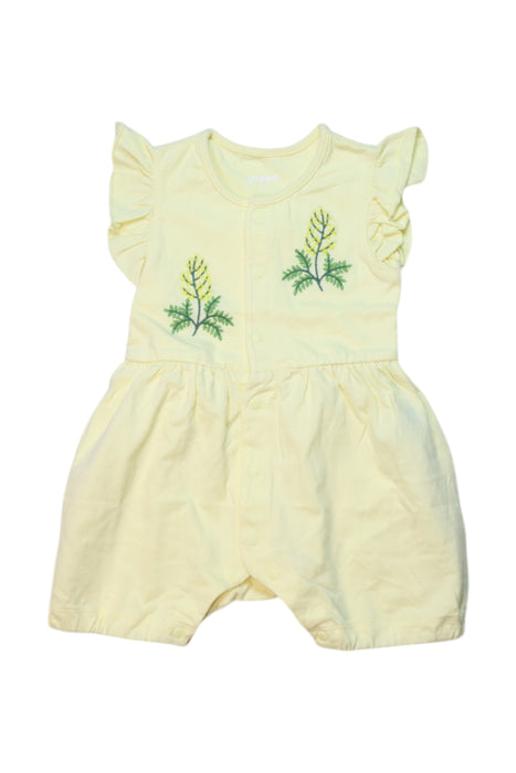 A Yellow Sleeveless Rompers from Graniph in size 6-12M for girl. (Front View)