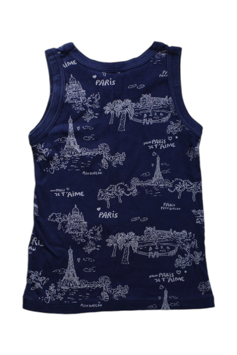 A Navy Sleeveless T Shirts from Petit Bateau in size 4T for neutral. (Back View)