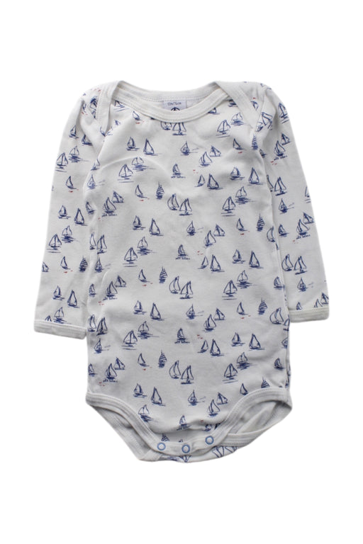 A White Long Sleeve Bodysuits from Petit Bateau in size 6-12M for neutral. (Front View)