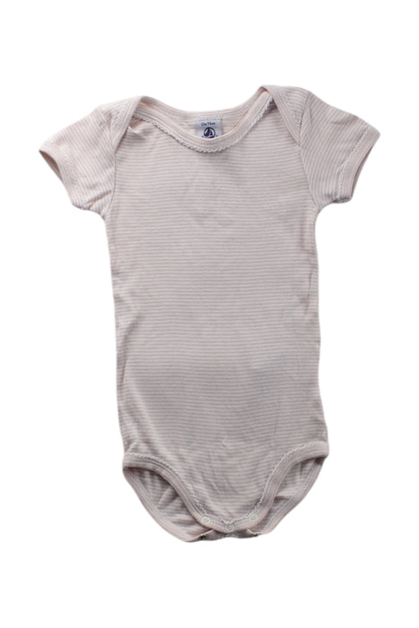A Beige Short Sleeve Bodysuits from Petit Bateau in size 6-12M for neutral. (Front View)