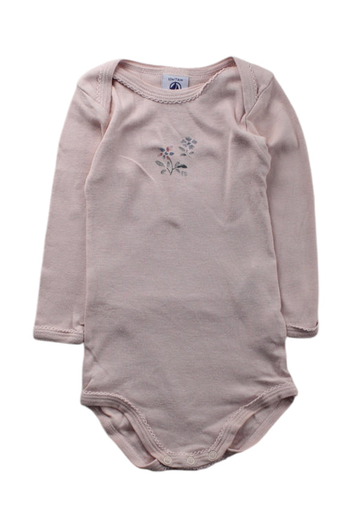 A Pink Long Sleeve Bodysuits from Petit Bateau in size 6-12M for neutral. (Front View)