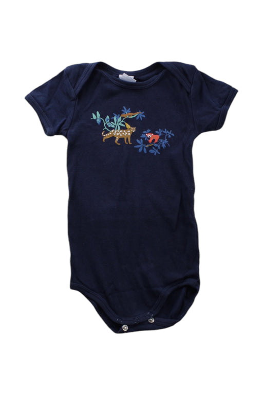 A Navy Short Sleeve Bodysuits from Petit Bateau in size 6-12M for neutral. (Front View)