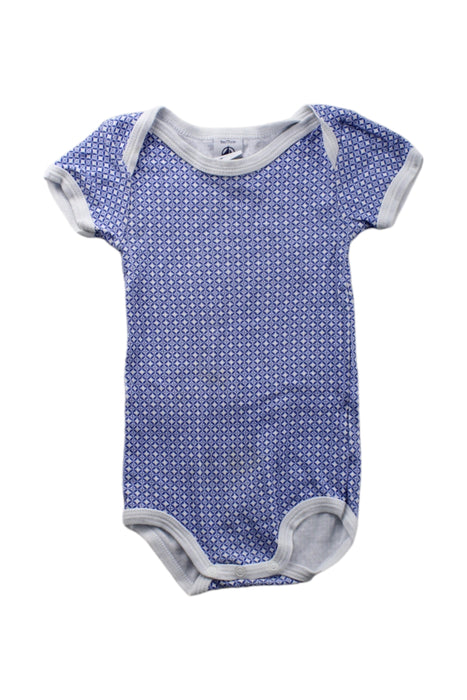 A Blue Short Sleeve Bodysuits from Petit Bateau in size 6-12M for neutral. (Front View)