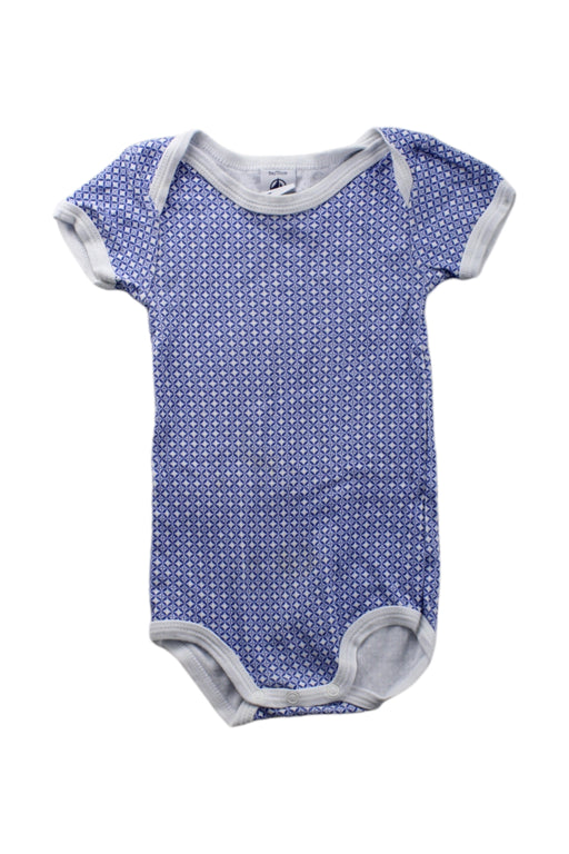A Blue Short Sleeve Bodysuits from Petit Bateau in size 6-12M for neutral. (Front View)