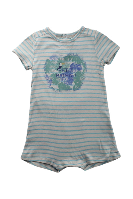 A Blue Short Sleeve Rompers from Petit Bateau in size 6-12M for neutral. (Front View)