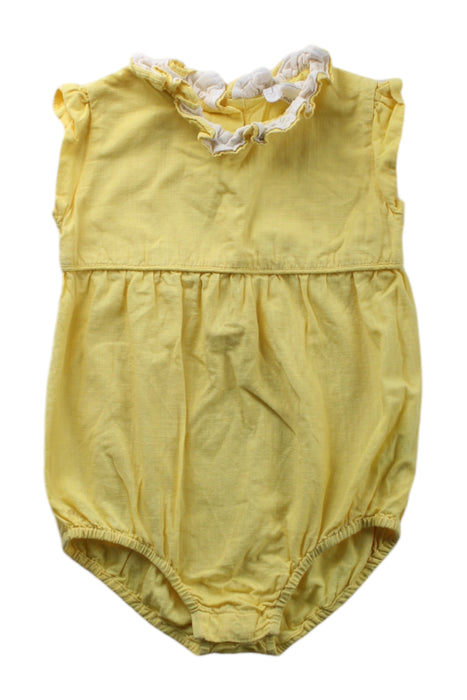 A Yellow Sleeveless Rompers from Chateau de Sable in size 3-6M for neutral. (Front View)