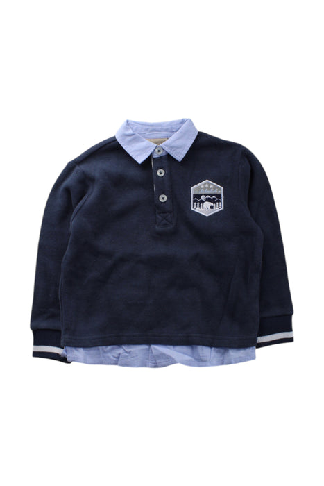 A Navy Long Sleeve Polos from Chickeeduck in size 2T for boy. (Front View)