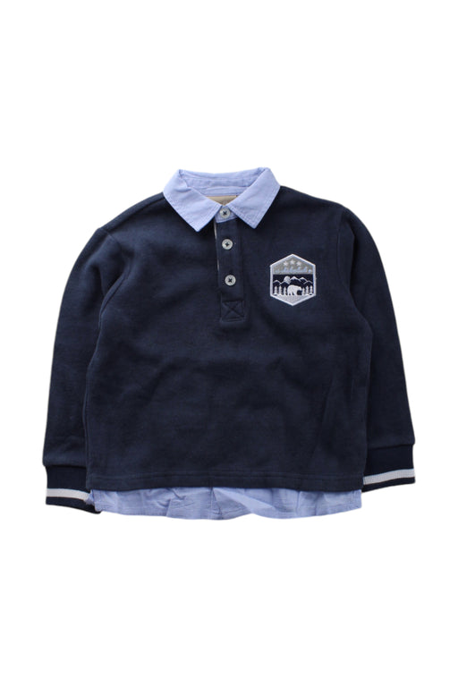 A Navy Long Sleeve Polos from Chickeeduck in size 2T for boy. (Front View)