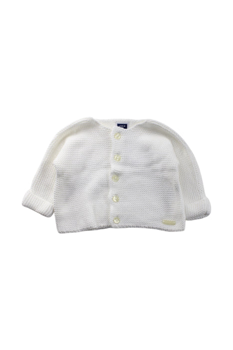 A White Cardigans from Janie & Jack in size 0-3M for neutral. (Front View)