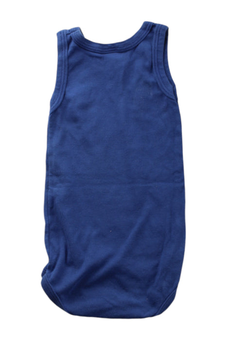 A Blue Sleveless Bodysuits from Petit Bateau in size 6-12M for neutral. (Back View)