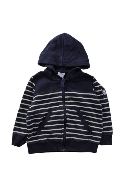 A Navy Hooded Sweatshirts from Petit Bateau in size 6-12M for neutral. (Front View)