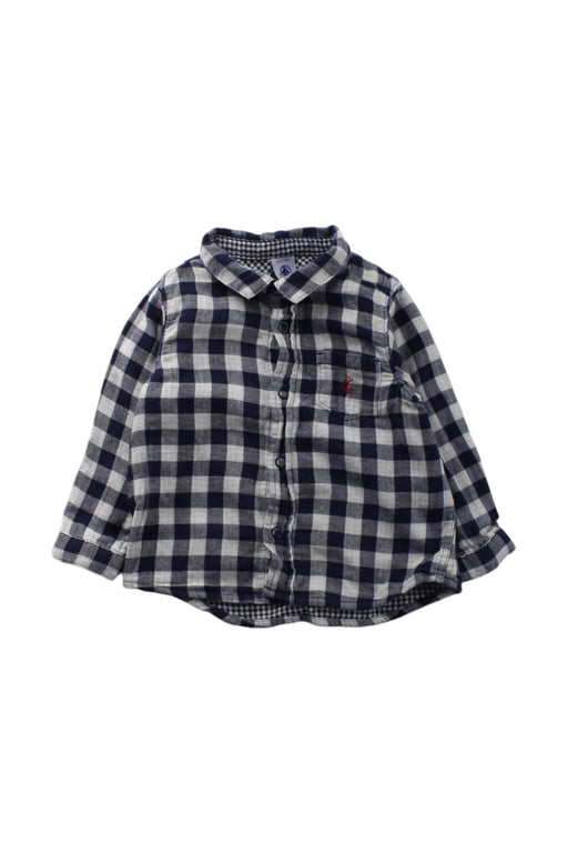 A Navy Long Sleeve Shirts from Petit Bateau in size 6-12M for neutral. (Front View)