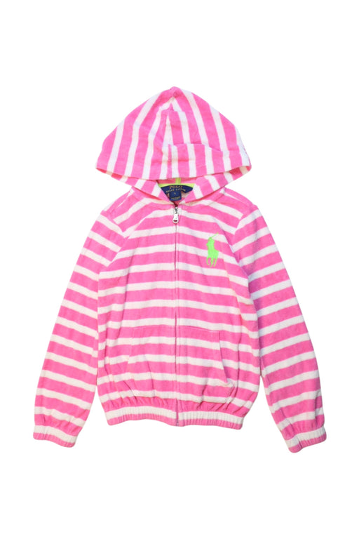 A Pink Zippered Sweatshirts from Polo Ralph Lauren in size 5T for girl. (Front View)