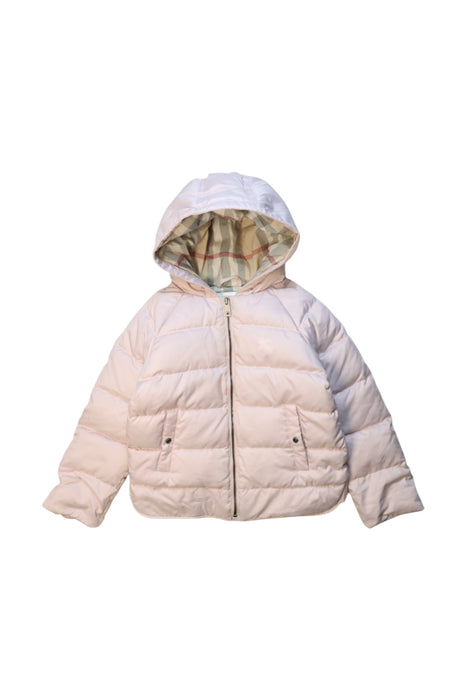 A Pink Puffer/Quilted Jackets from Burberry in size 3T for girl. (Front View)