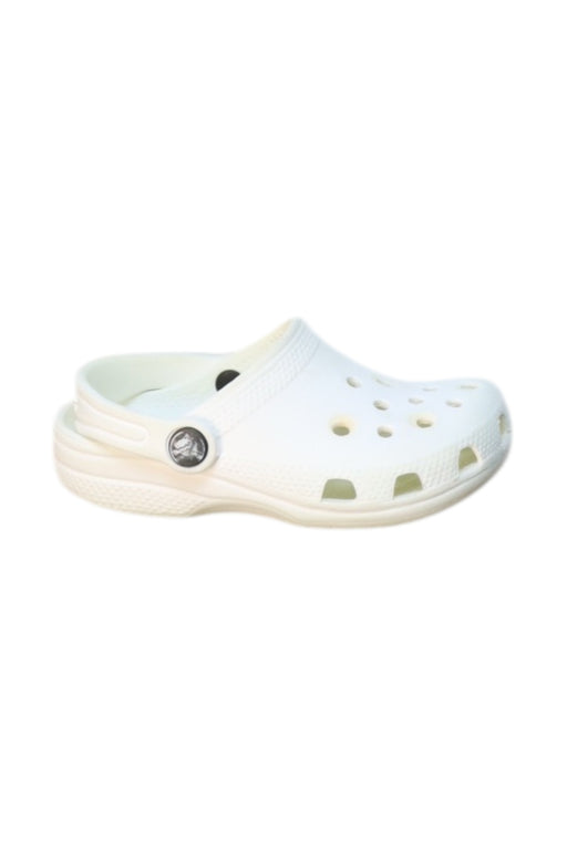 A White Slip Ons from Crocs in size 3T for boy. (Front View)