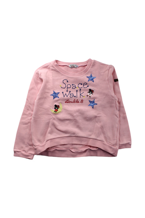 A Pink Crewneck Sweatshirts from Miki House in size 5T for girl. (Front View)