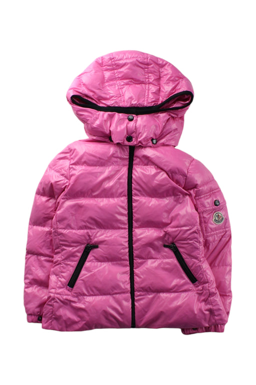 A Pink Puffer/Quilted Coats & Outerwear from Moncler in size 3T for girl. (Front View)