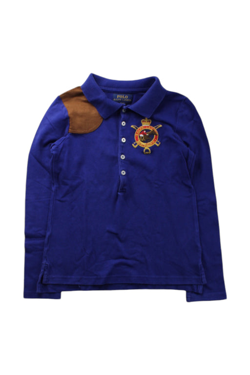 A Blue Long Sleeve Polos from Polo Ralph Lauren in size 7Y for boy. (Front View)