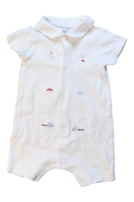 A White Short Sleeve Rompers from The Little White Company in size 0-3M for boy. (Front View)