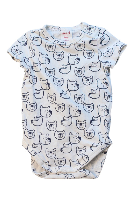 A White Short Sleeve Bodysuits from Seed in size 0-3M for boy. (Front View)