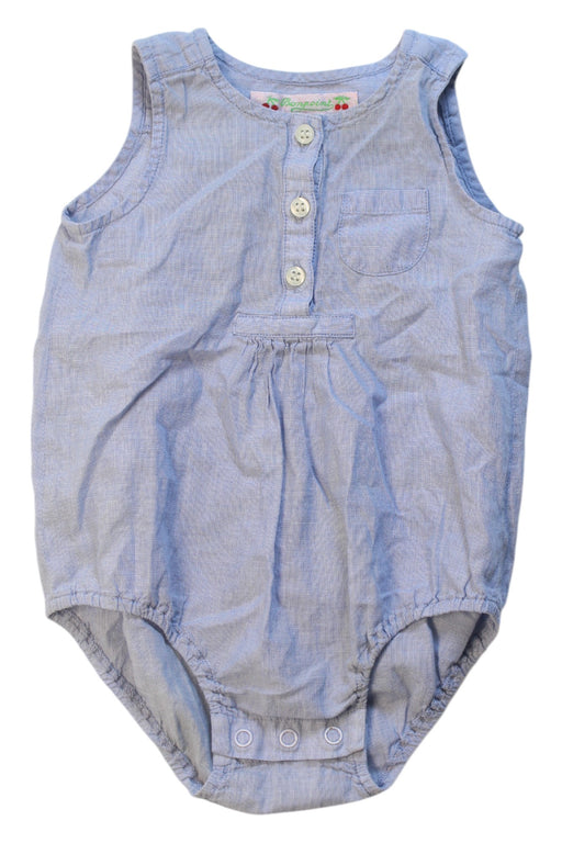 A Blue Sleeveless Rompers from Bonpoint in size 3T for girl. (Front View)