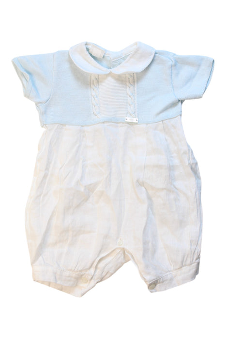 A Blue Short Sleeve Rompers from Chickeeduck in size 3-6M for girl. (Front View)