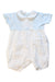 A Blue Short Sleeve Rompers from Chickeeduck in size 3-6M for girl. (Front View)