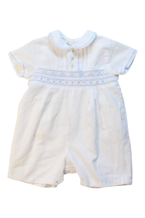 A White Short Sleeve Rompers from Sarah Louise in size 3-6M for girl. (Front View)