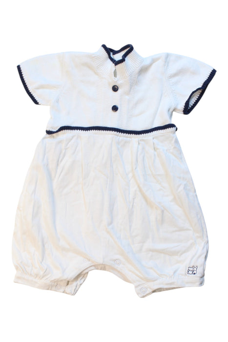 A White Short Sleeve Rompers from Emile et Rose in size 3-6M for boy. (Front View)