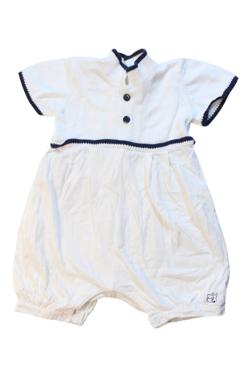 A White Short Sleeve Rompers from Emile et Rose in size 3-6M for boy. (Front View)