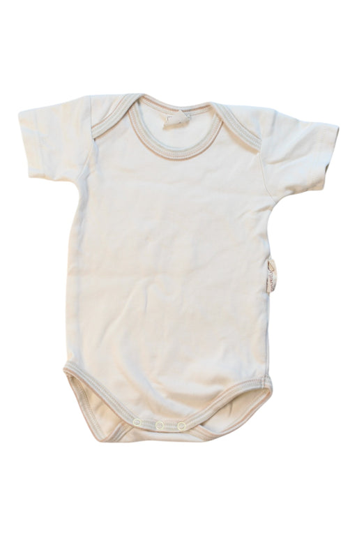 A Ivory Short Sleeve Bodysuits from Organic Natural Charm in size 6-12M for neutral. (Front View)