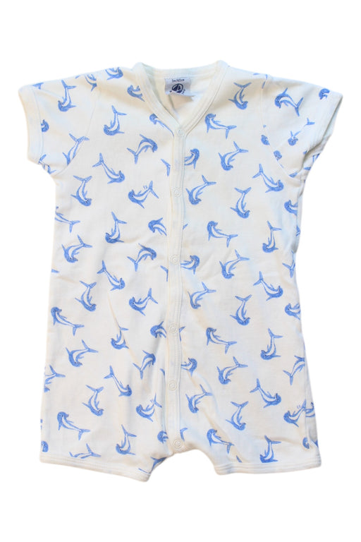 A White Short Sleeve Rompers from Petit Bateau in size 0-3M for boy. (Front View)
