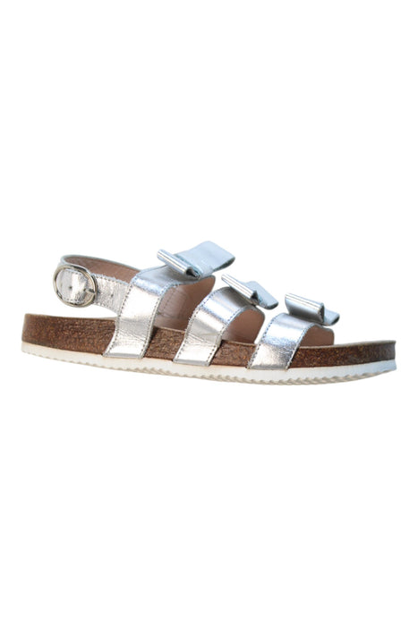 A Silver Sandals from Jacadi in size 7Y for girl. (Front View)