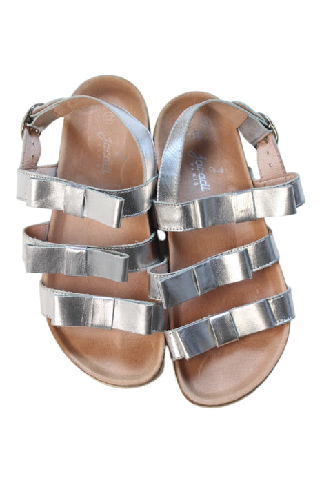 A Silver Sandals from Jacadi in size 7Y for girl. (Back View)