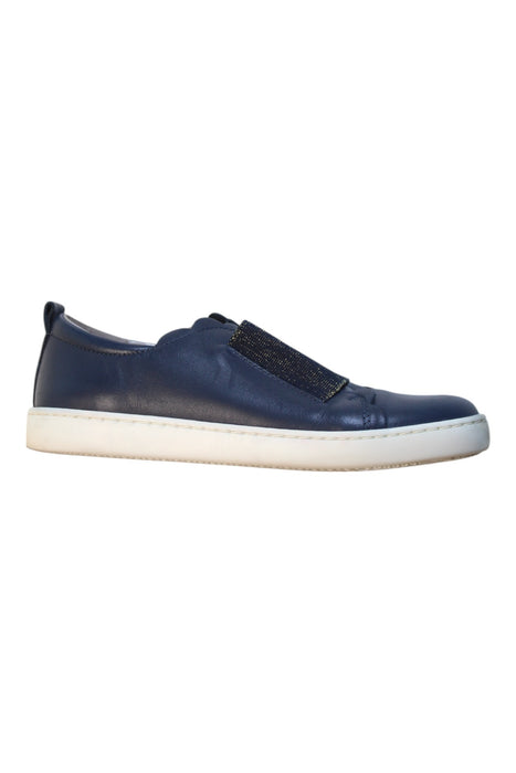 A Navy Sneakers from Jacadi in size 7Y for girl. (Front View)