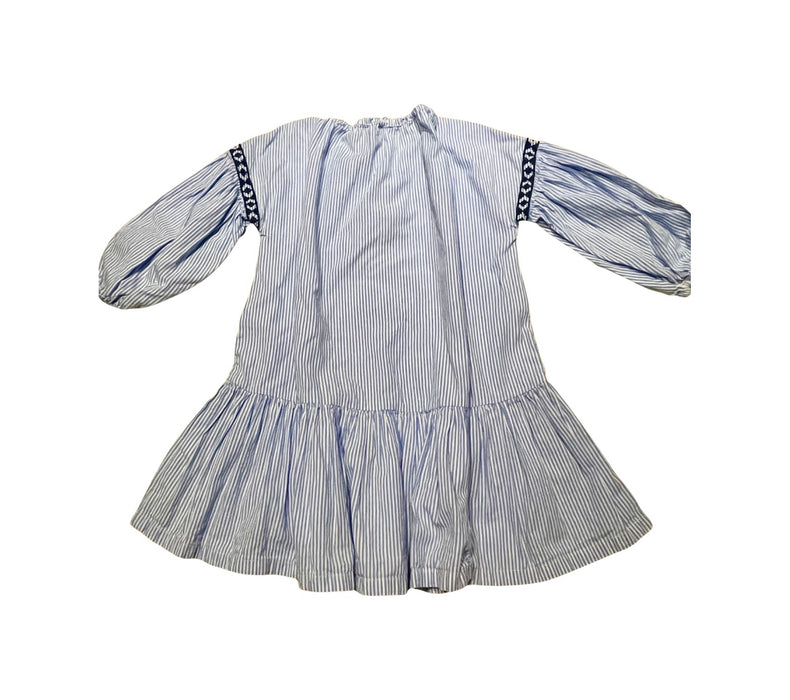 A Blue Long Sleeve Dresses from Il Gufo in size 5T for girl. (Back View)