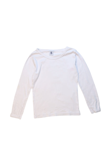 A White Long Sleeve T Shirts from Petit Bateau in size 6T for girl. (Front View)