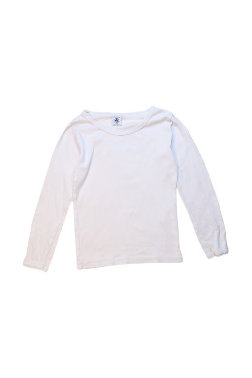 A White Long Sleeve T Shirts from Petit Bateau in size 6T for girl. (Front View)