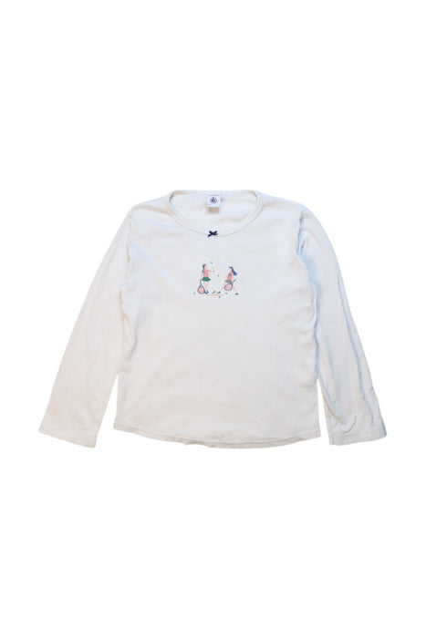 A White Long Sleeve Tops from Petit Bateau in size 6T for girl. (Front View)