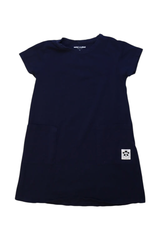 A Navy Short Sleeve Dresses from Mini Rodini in size 3T for girl. (Front View)