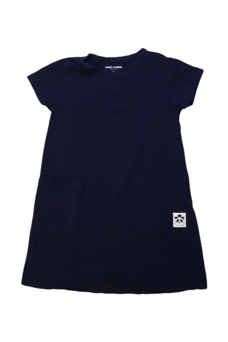 A Navy Short Sleeve Dresses from Mini Rodini in size 3T for girl. (Front View)